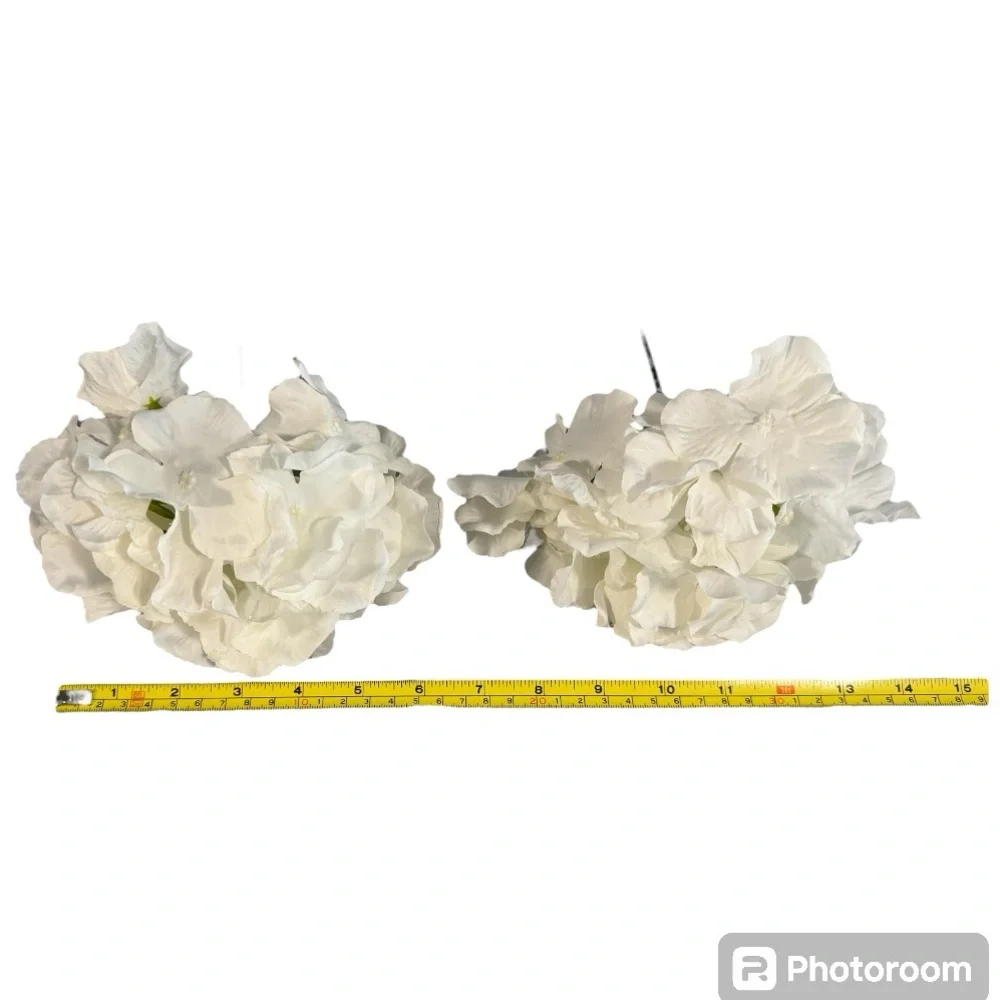 Set of 2 NWOT White Silk Hydrangea Flowers